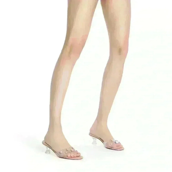 NEW! Vivi Lucite Mule in Clear Vinyl with Swarovski® Crystals - Picture 1 of 8